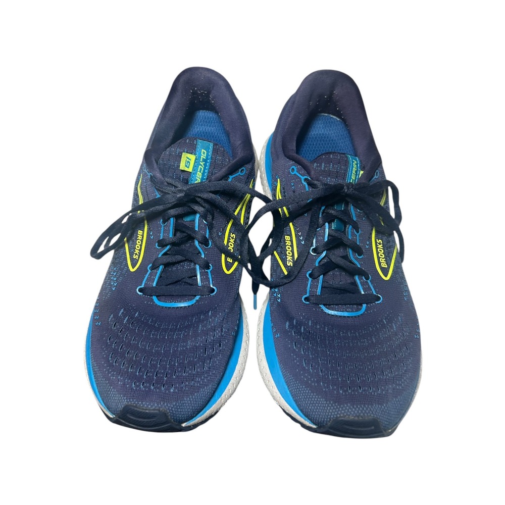 Brooks Glycerin Mens Running Shoes Navy Blue Blue Yellow Sneakers Size 10